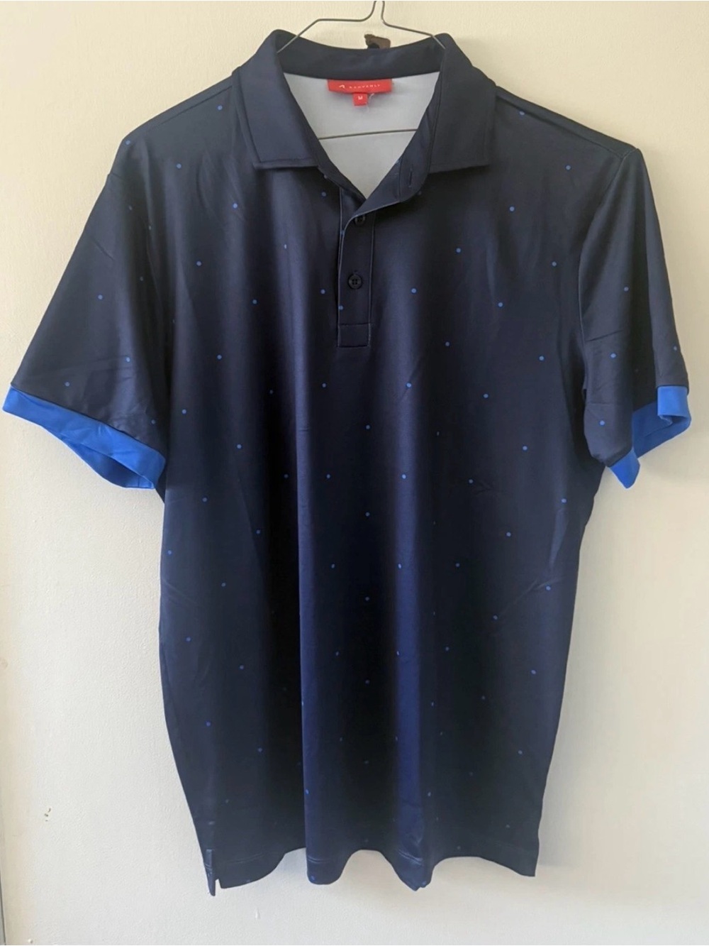 Redvanly New (without tags) Men's Navy Polo with Blue Accent Sleeve Cuffs
